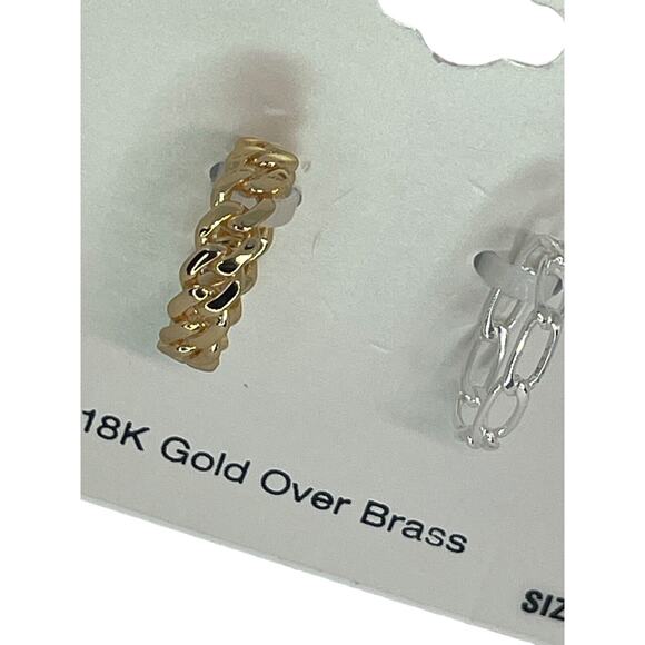 18K Gold Plated Chain Band Ring (2 Piece Set) Size 8 Chic Trendy Style Shiny NWT - Picture 5 of 9